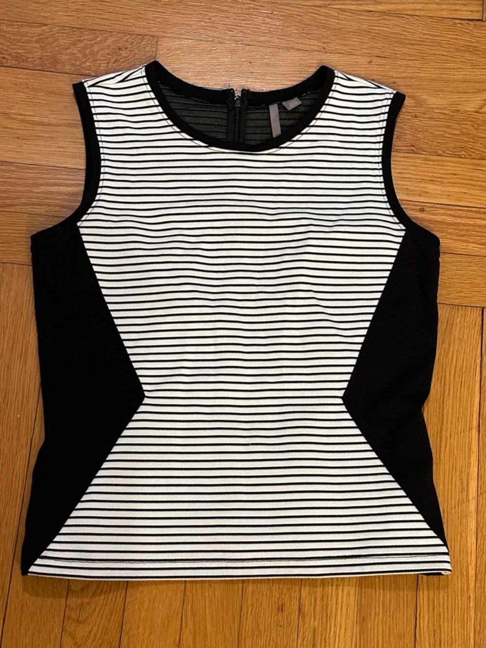 Black & White Striped Sleeveless Women's V Neck Tank avante garde contemporary